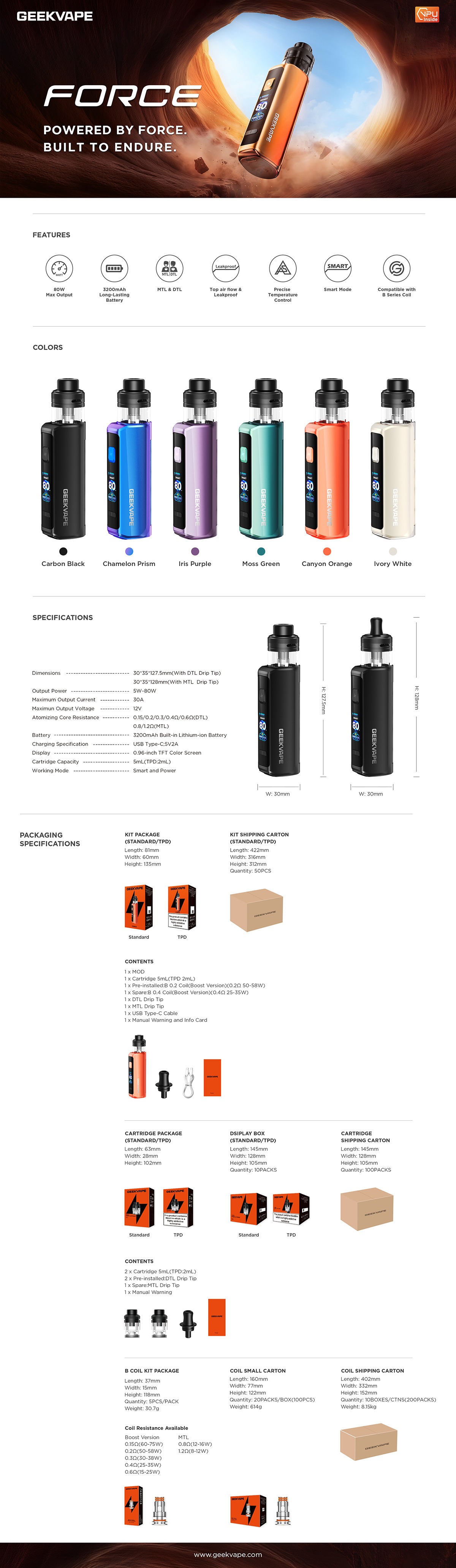 GeekVape Aegis Force Pod Kit 3200mAh 5ml