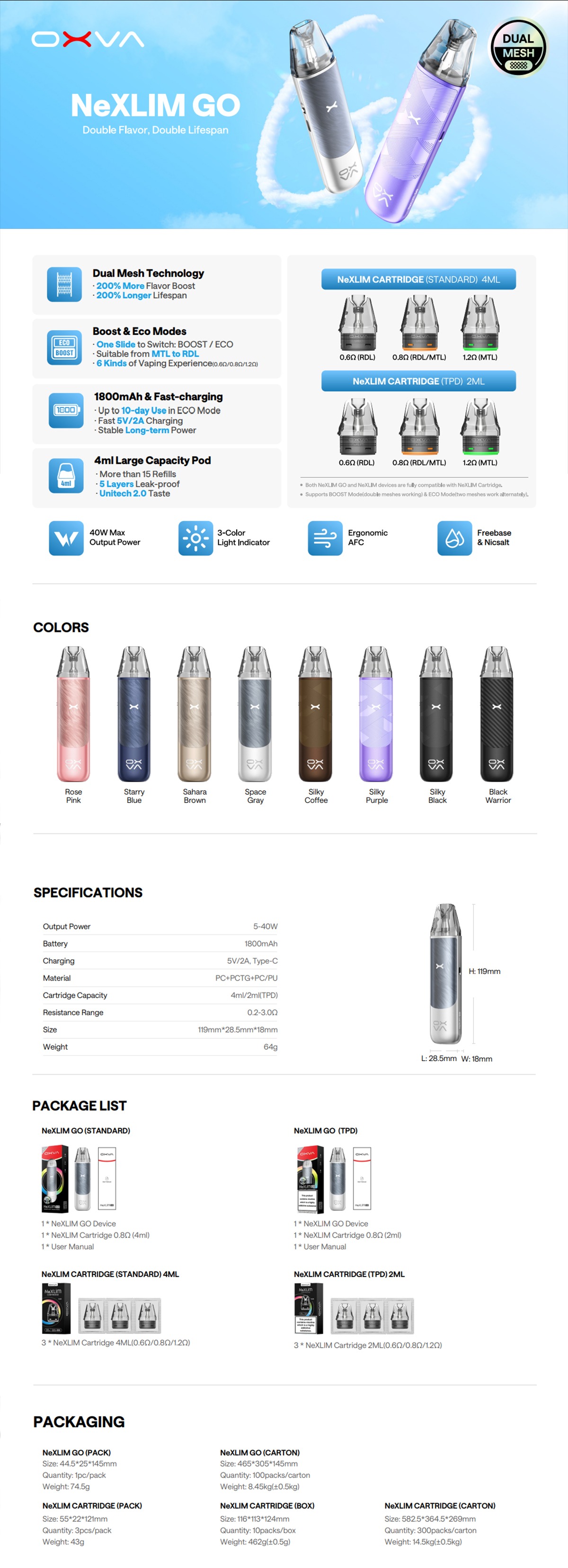OXVA NeXLim Go Pod Kit 1800mAh 4ml