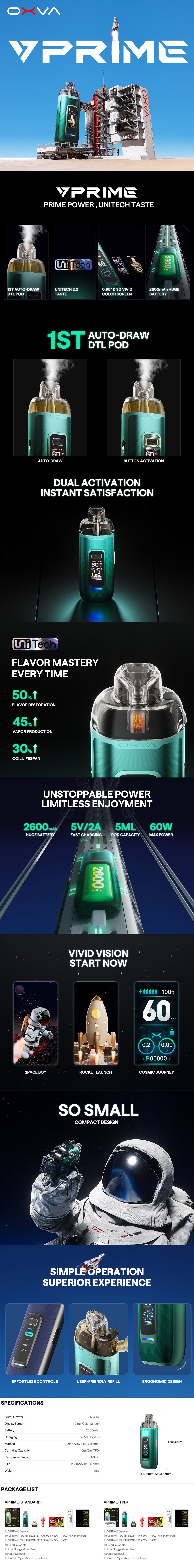 OXVA VPrime Pod Kit 2600mAh 60W 5ml