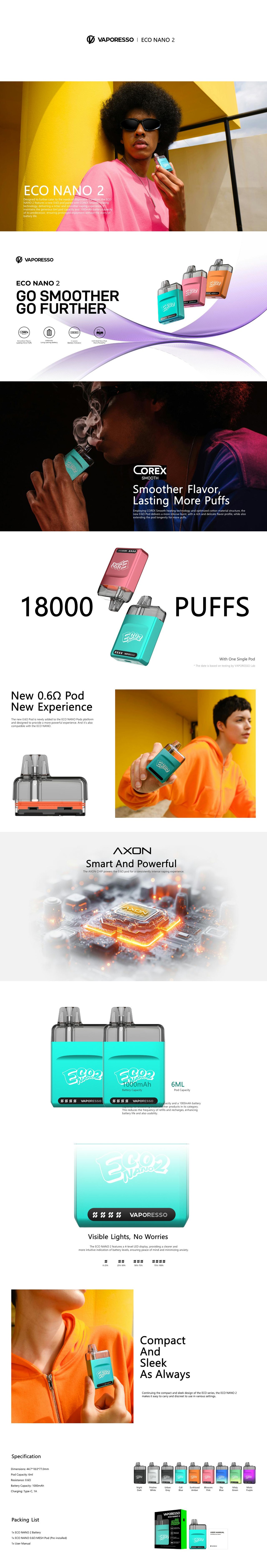 Vaporesso Eco Nano 2 Pod Kit 1000mAh 6ml