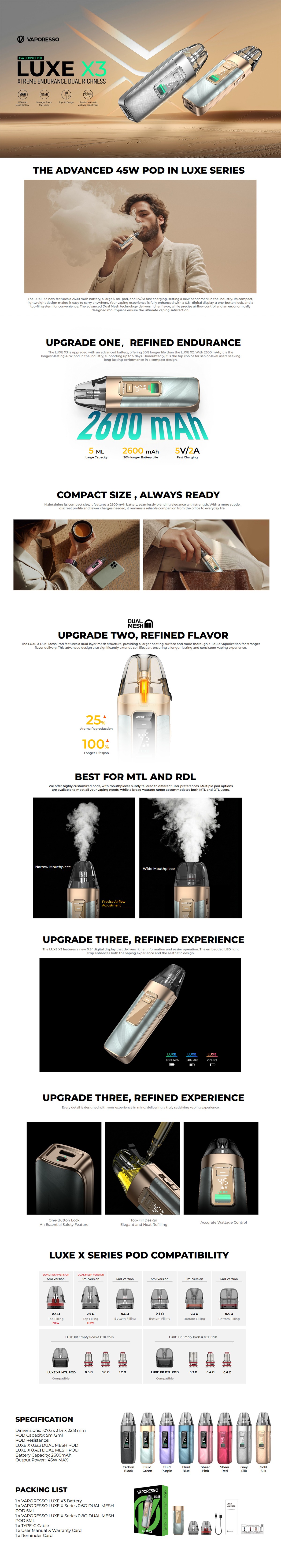 Vaporesso Luxe X3 Kit 2600mAh 5ml