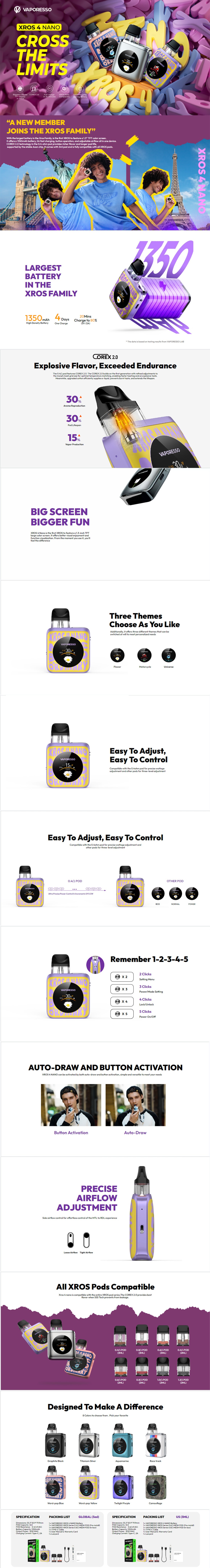 Vaporesso XROS 4 Nano Kit 1350mAh 3ml