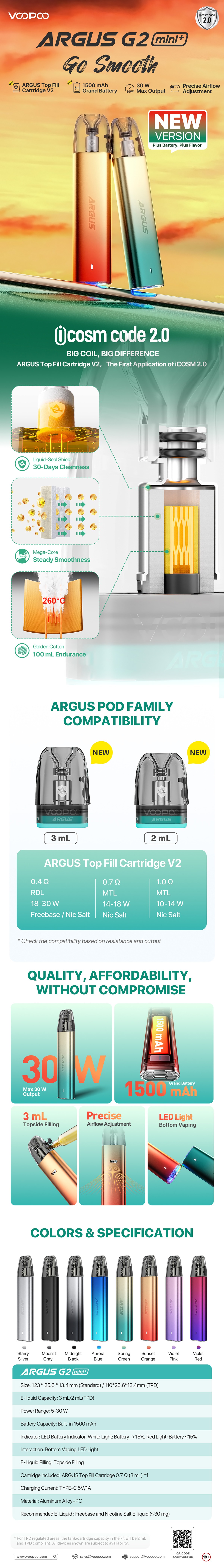 VooPoo Argus G2 Mini + Pod Kit 1500mAh 3ml